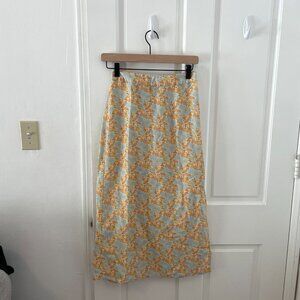 NWT Rhythm Yellow and Blue Skirt with Elastic Waistband